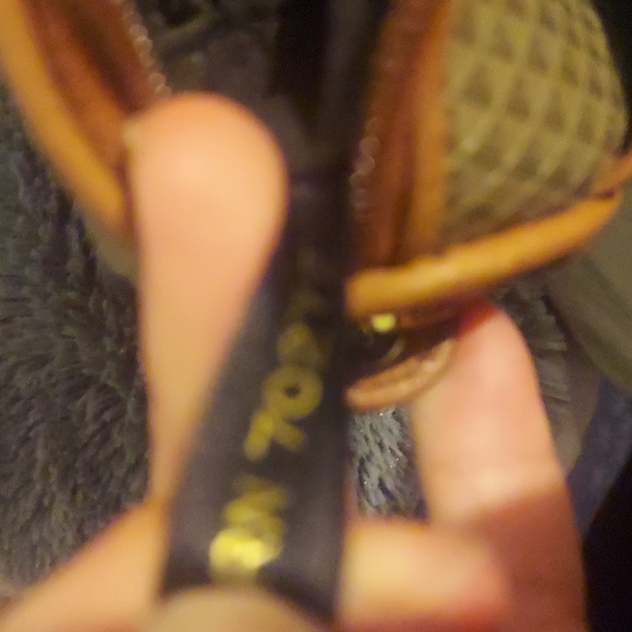 LIZ🔺️CLAIBORNE Vintage 1983 Embossed Logo #1 Olive Green/Brown Bag - Picture 11 of 12